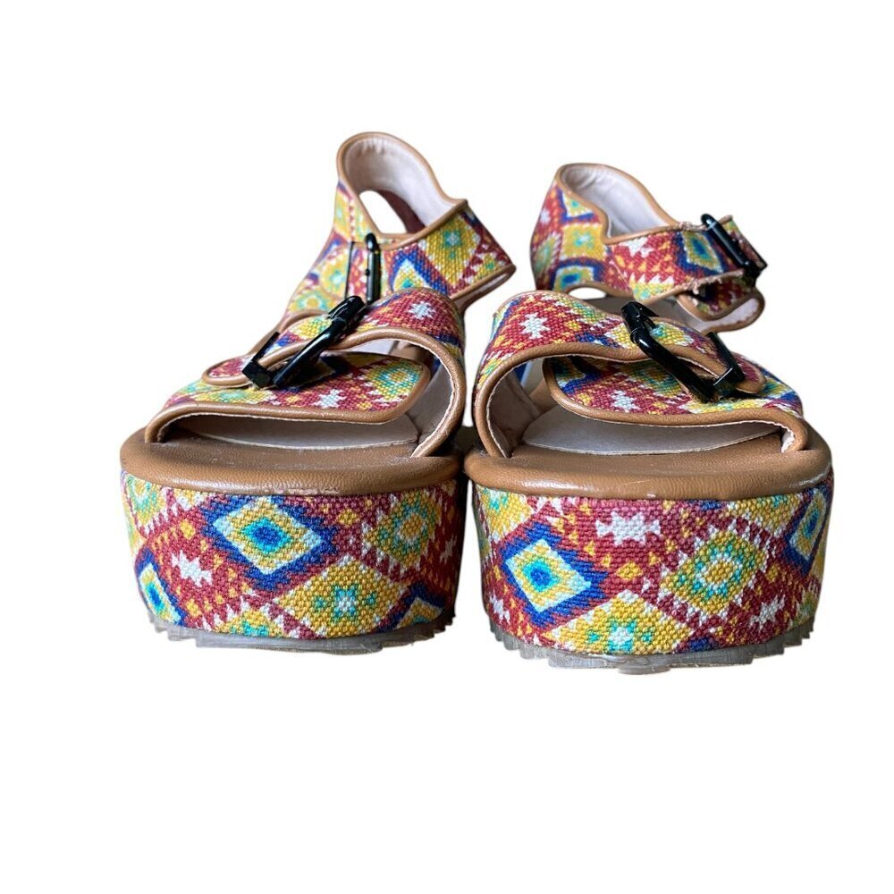 C label Mollni platform colorful Tribal print platform sandal - size 10 - Picture 5 of 8